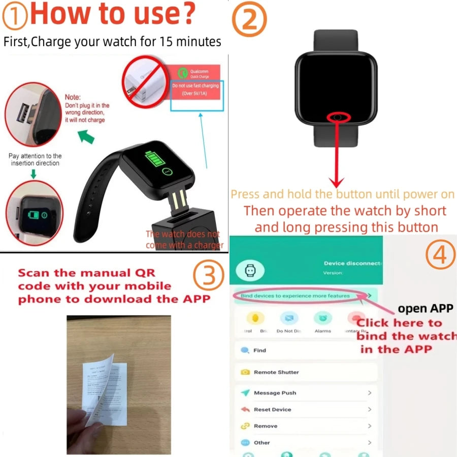 Sports Smartwatch Women Bracelet Men Smart Watch connected Music Control Player Fitness Step Sleep Monitor Y68 D20 Alarm Clock